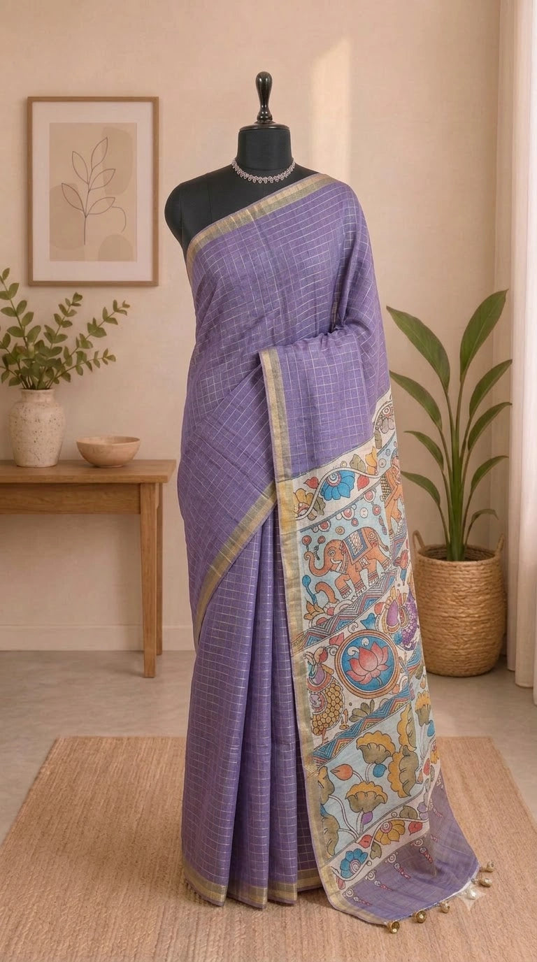 Lavender Linen Saree