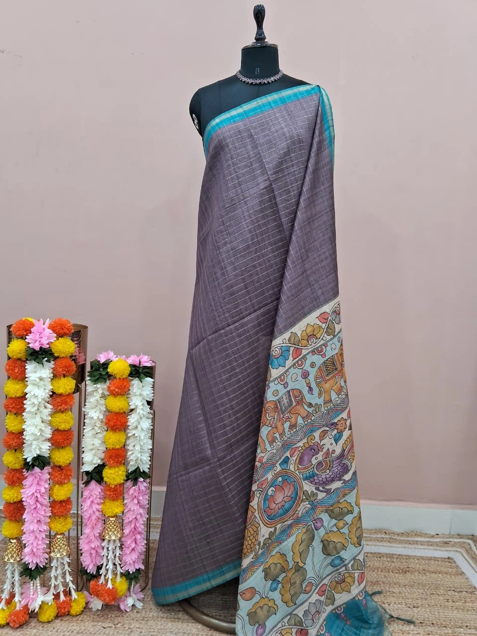 Grey Linen Saree