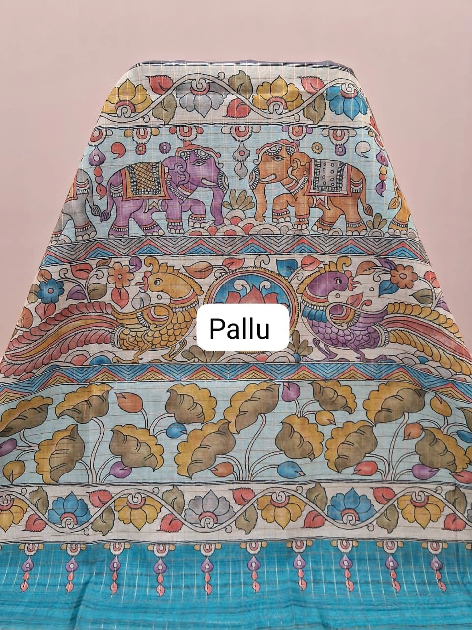 Grey Linen Saree Pallu