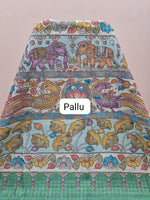 Slate Blue Linen Saree Pallu