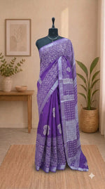 Purple Linen Cotton Saree 