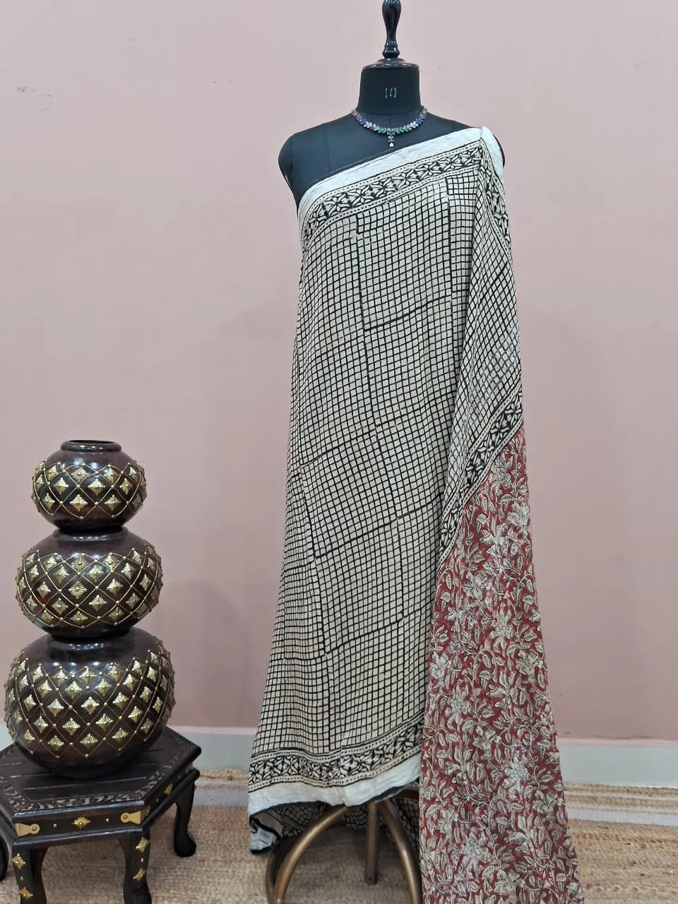 Beige Linen Cotton Saree 