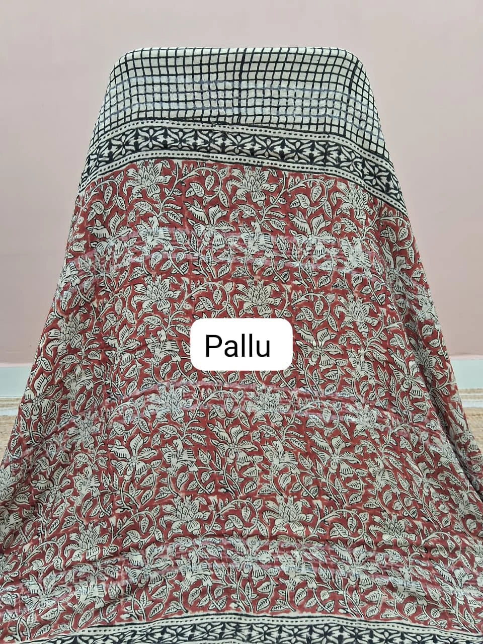 Beige Linen Cotton Saree pallu