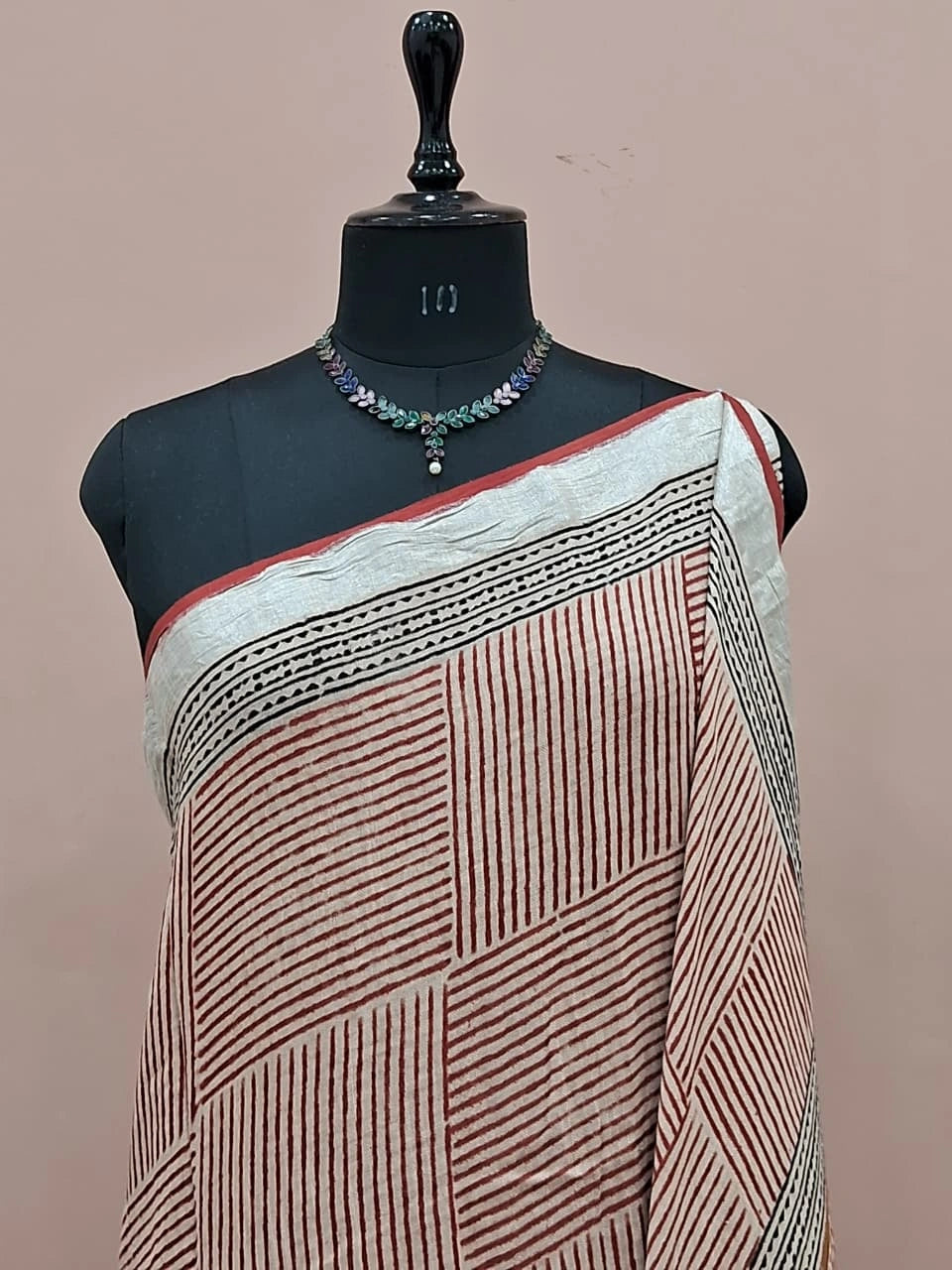 Off-White Linen Cotton Saree 1
