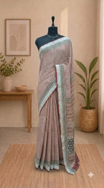 Off-White Linen Cotton Saree 