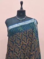 Navy Blue Linen Cotton Saree 1