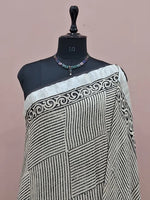 Black and Off-White Linen Cotton Saree 1