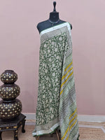 Green Linen Cotton Saree 
