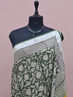 Green Linen Cotton Saree 1