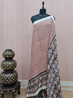 Rust Red and Off-White Linen Cotton Saree 