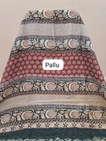 Plain Maroon Linen Cotton Saree pallu