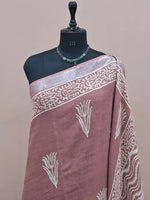 Sand Brown Linen Cotton Saree 1