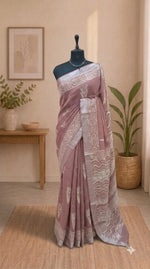 Sand Brown Linen Cotton Saree