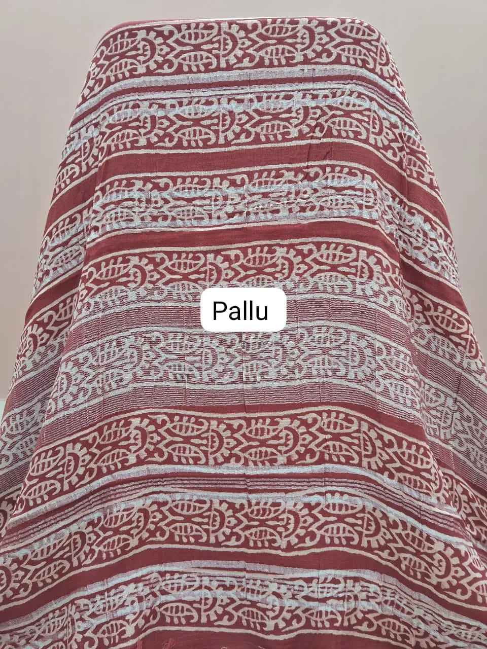 Rust Orange Linen Cotton Saree Pallu