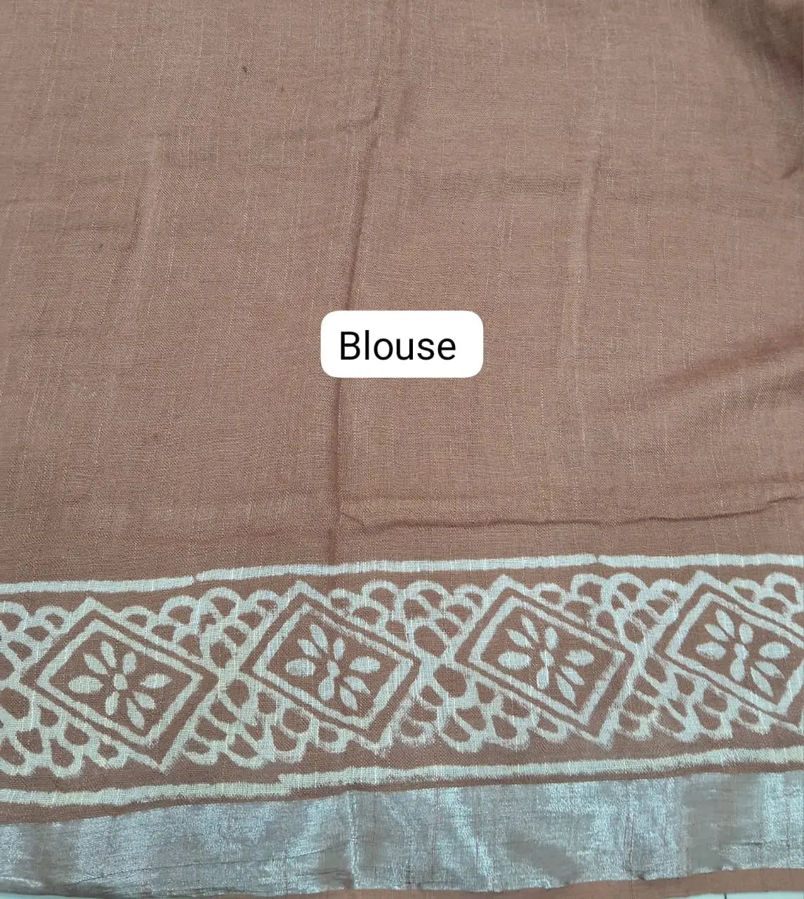 Brown Linen Cotton Saree Blouse