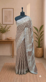 Brown Linen Cotton Saree