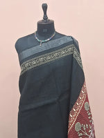 Pure Black Linen Cotton Saree  1