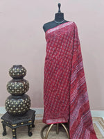 Fire Red Linen Cotton Saree