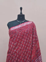 Fire Red Linen Cotton Saree 1