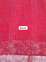 Fire Red Linen Cotton Saree Blouse
