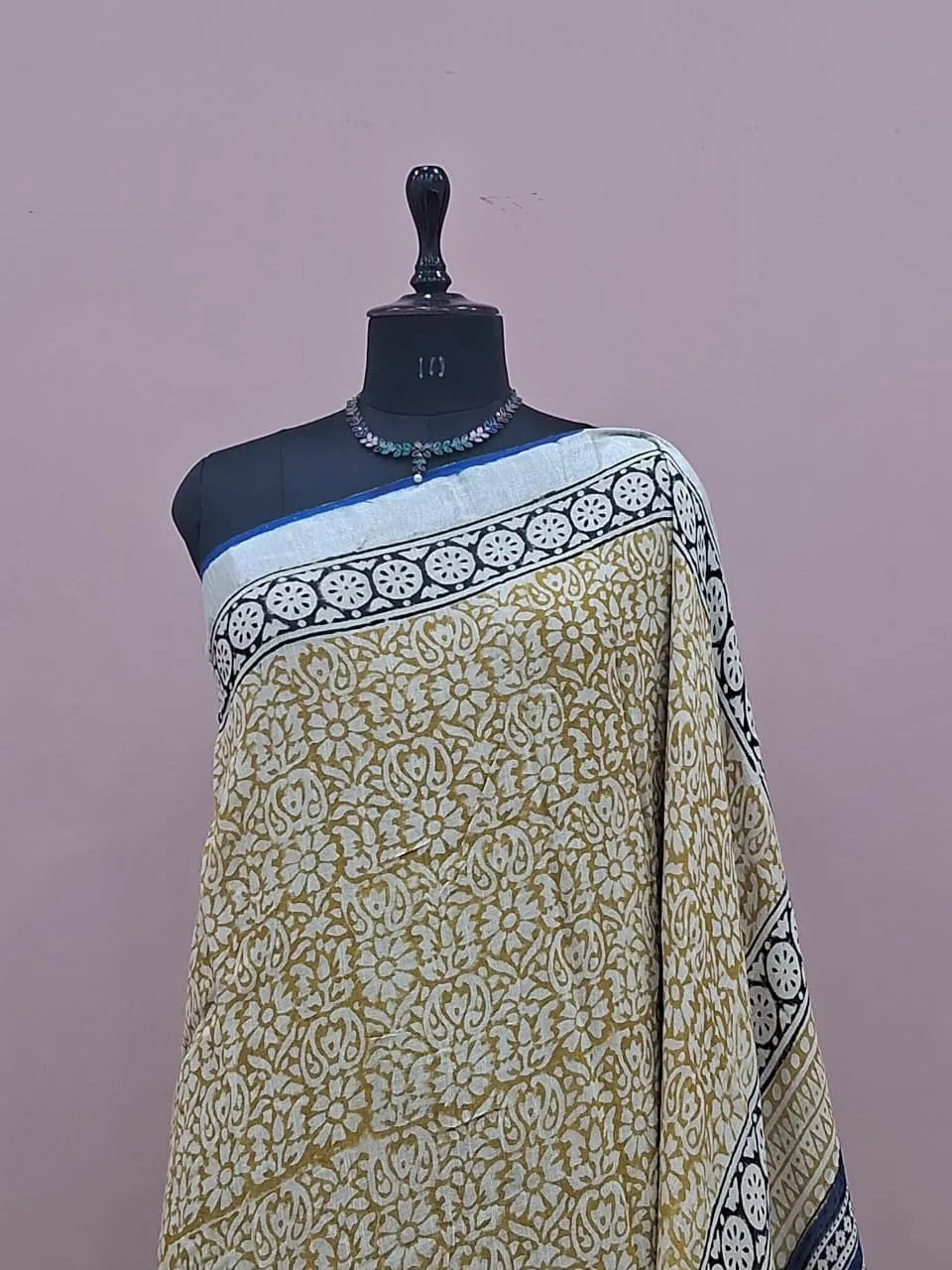 Light Brown Linen Cotton Saree 1