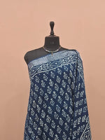 Indigo Blue Linen Cotton Saree 1