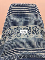 Indigo Blue Linen Cotton Saree Pallu