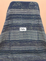 Blue Linen Cotton Saree Pallu