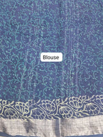 Blue Linen Cotton Saree Blouse