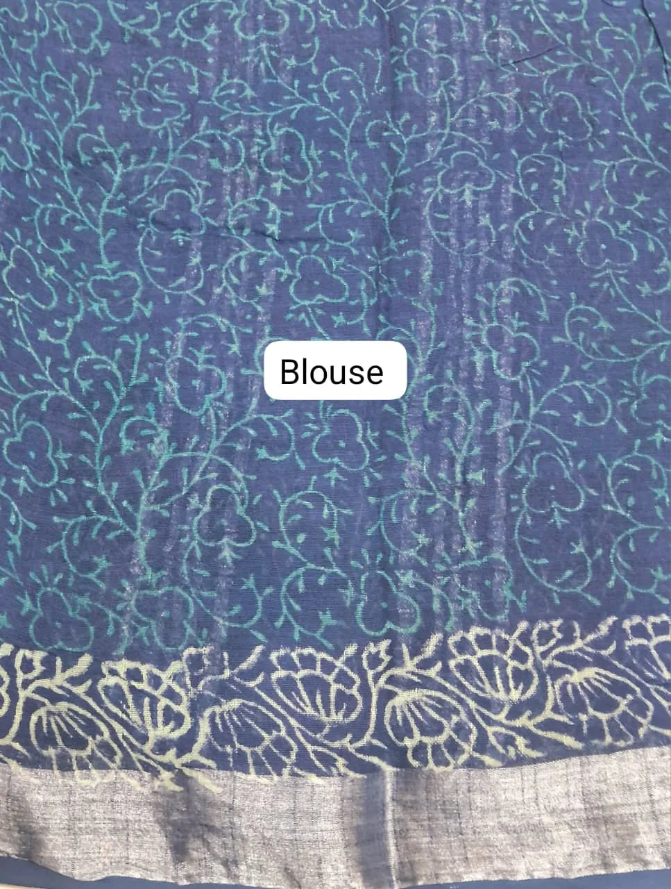 Blue Linen Cotton Saree Blouse
