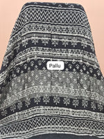 Black Pure Linen Cotton Saree Pallu