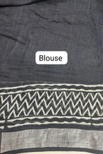 Black Pure Linen Cotton Saree Blouse