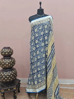 Blue Linen Cotton Saree 