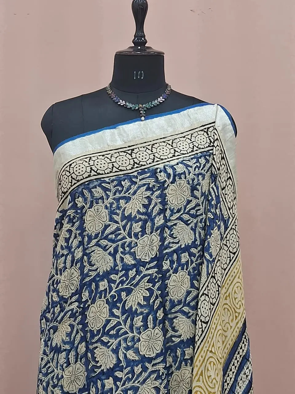 Blue Linen Cotton Saree 1