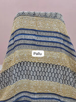 Blue Linen Cotton Saree Pallu