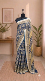 Blue Linen Cotton Saree 
