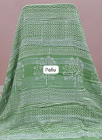 Leaf Green Linen Cotton Saree Pallu