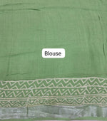 Leaf Green Linen Cotton Saree Blouse