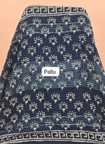Dark Indigo Blue Linen Cotton Saree Pallu