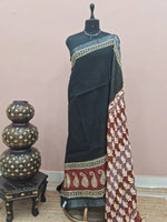 Black Linen Cotton Saree