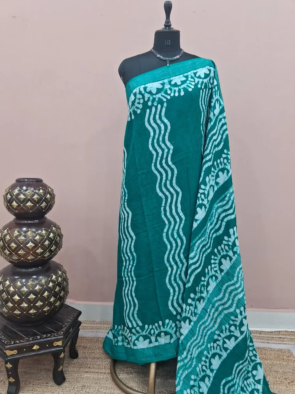 Marine Blue Linen Cotton Saree