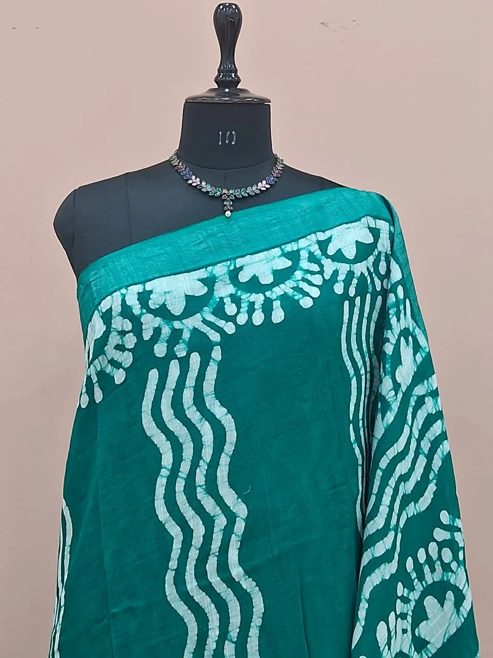Marine Blue Linen Cotton Saree 1