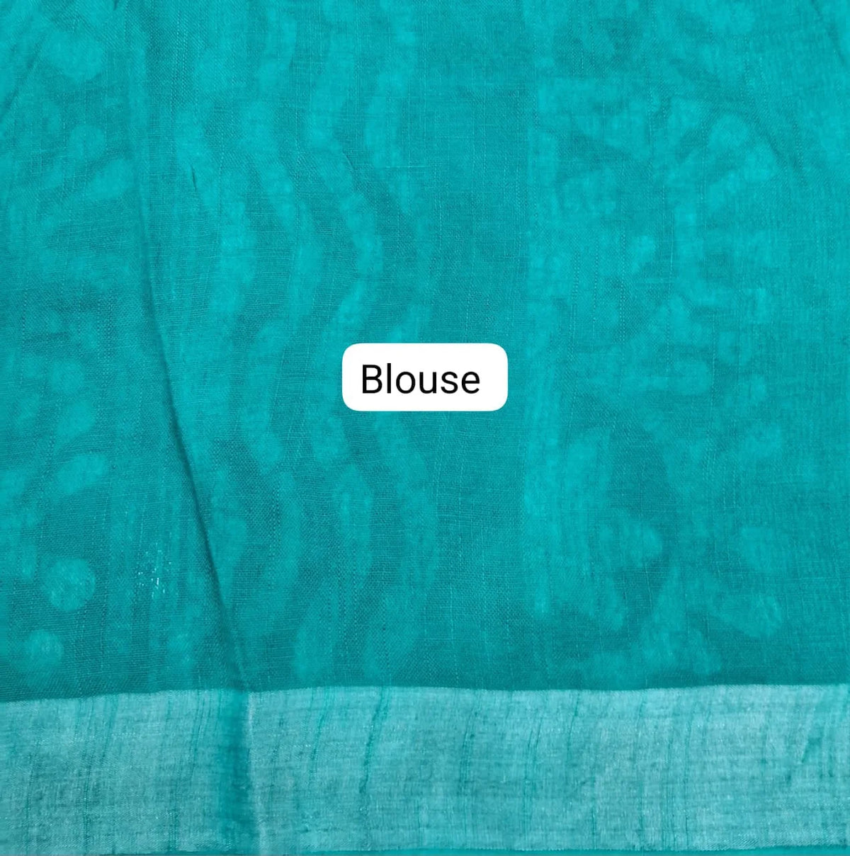 Marine Blue Linen Cotton Saree Blouse