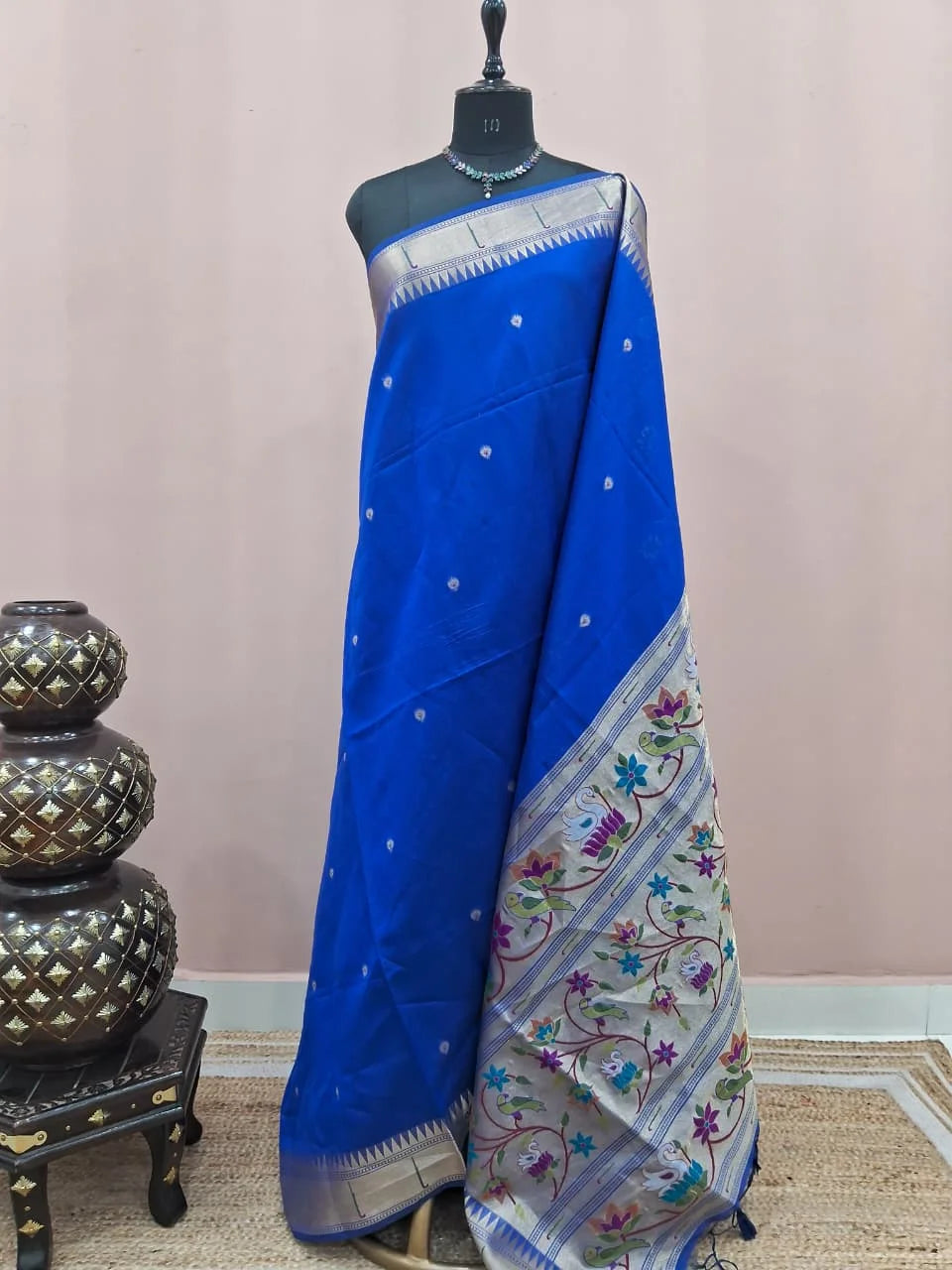 Royal Blue Linen Saree