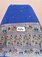 Royal Blue Linen Saree Pallu
