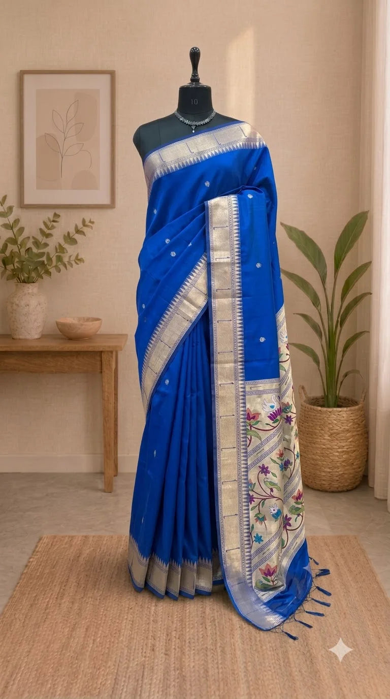 Royal Blue Linen Saree