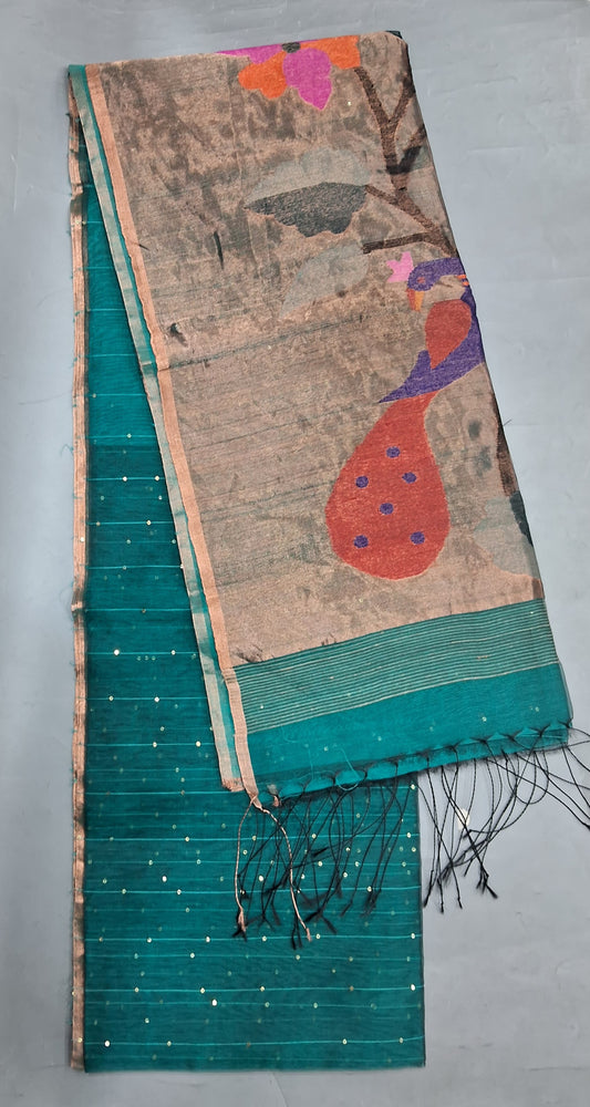 Rama Green Muslin Saree