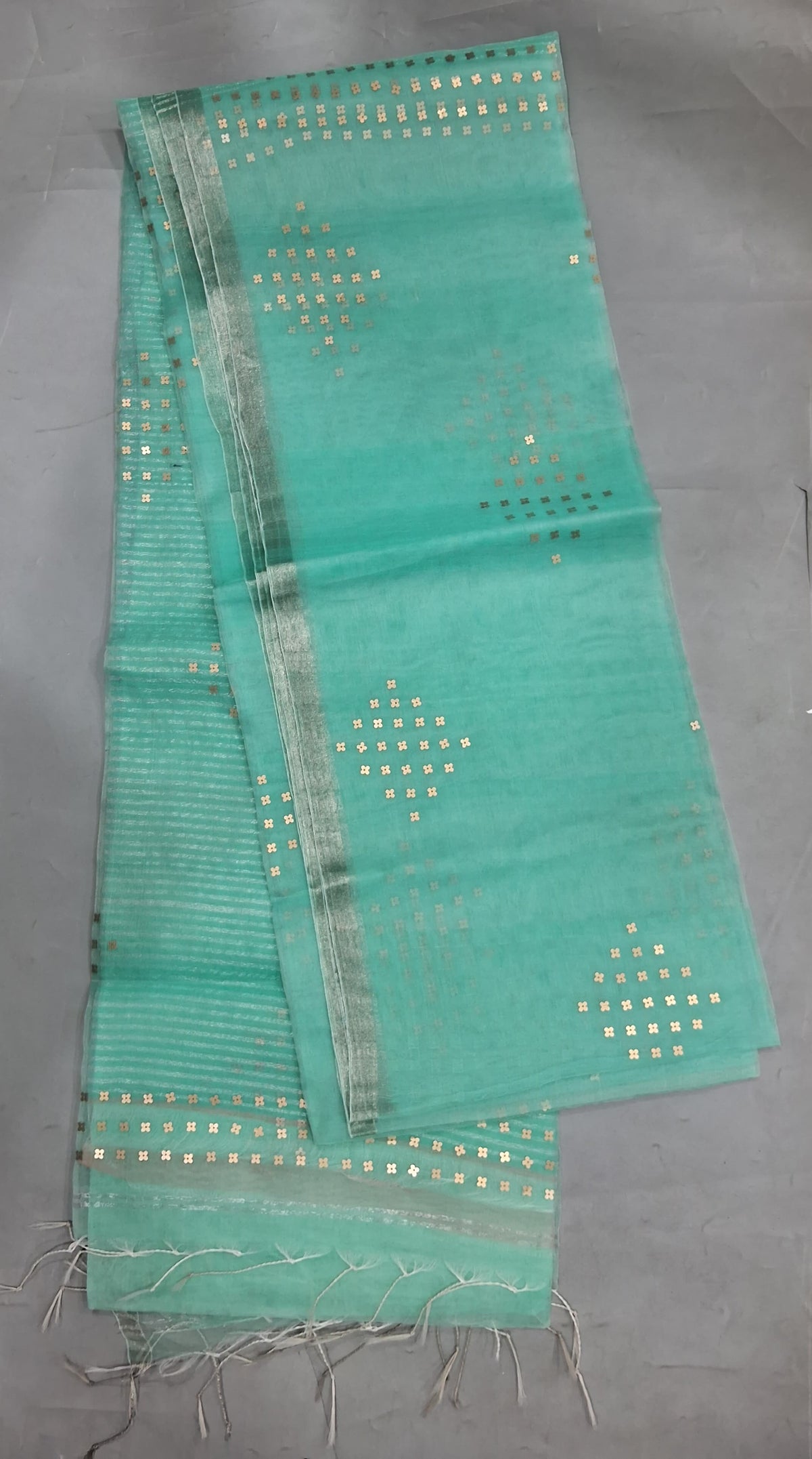 Aqua Blue Muslin Saree