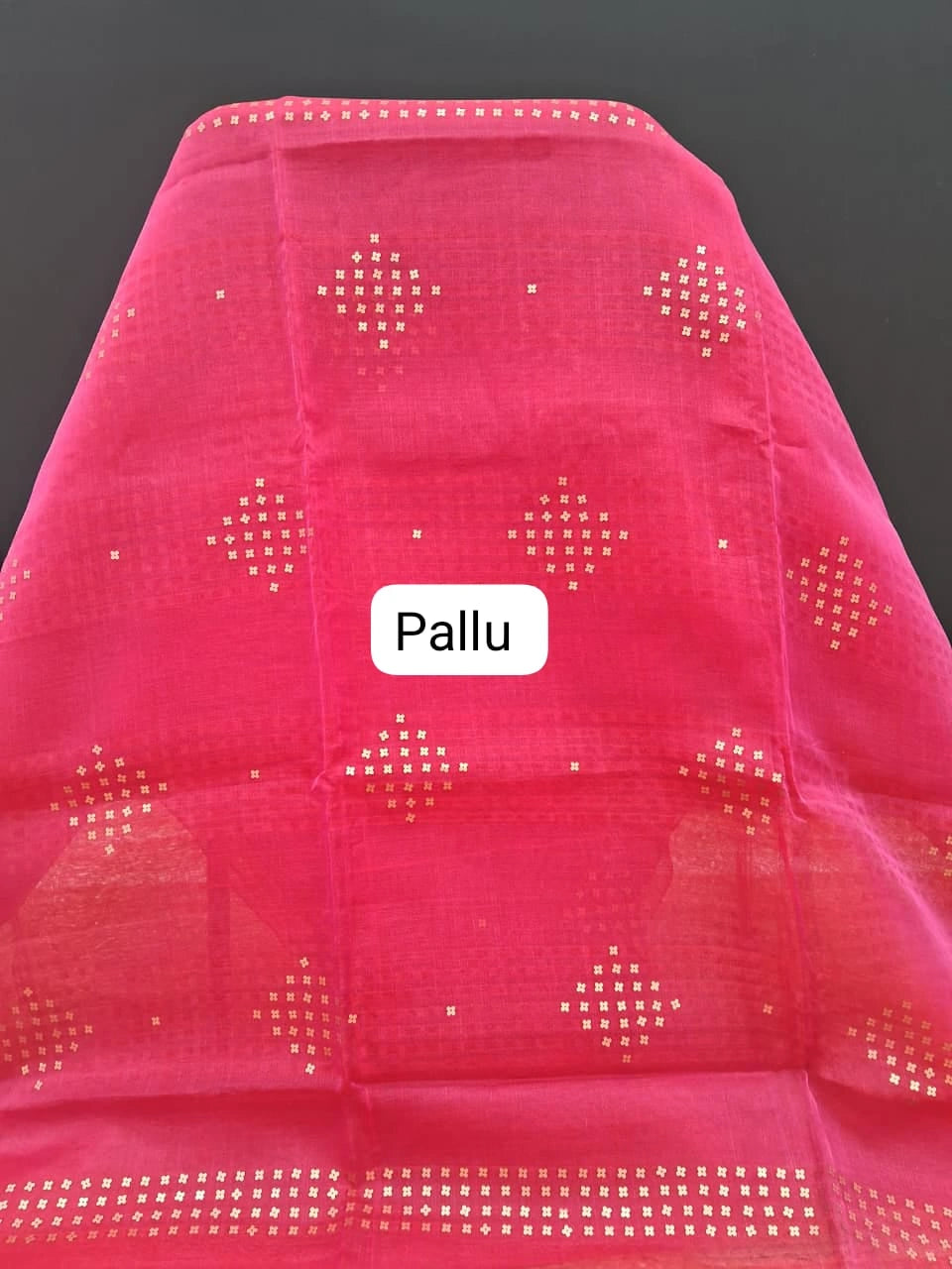 Rani Pink Muslin Silk Saree pallu
