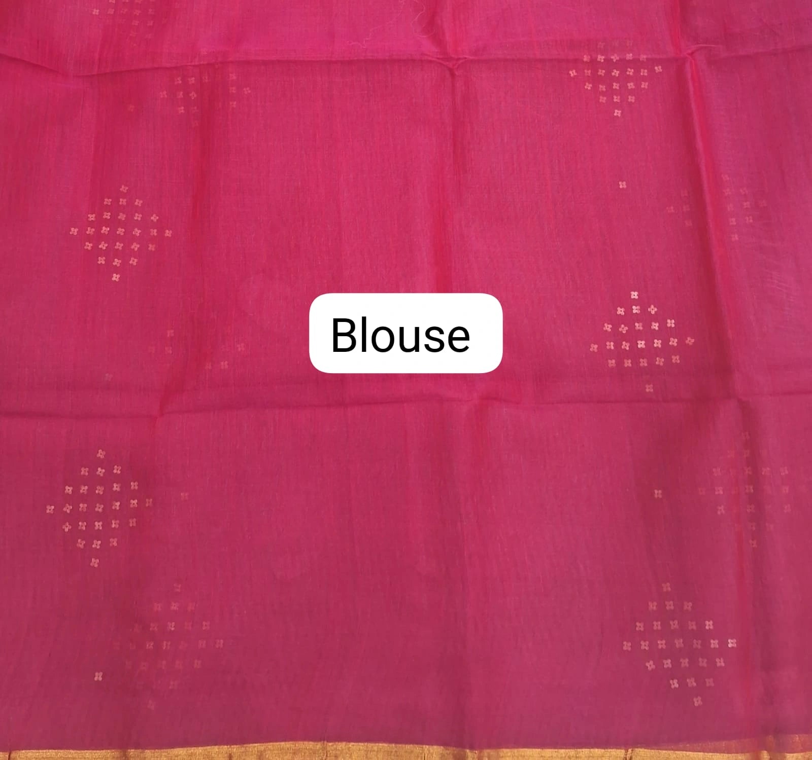 Rani Pink Muslin Silk Saree blouse